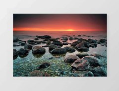 Kayalık Günbatımı Tablosu Çerçevesiz - 100x150