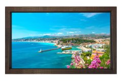 Evler ve Deniz Manzarası Tablosu Kahverengi Ahşap Çerçeve - 45x30
