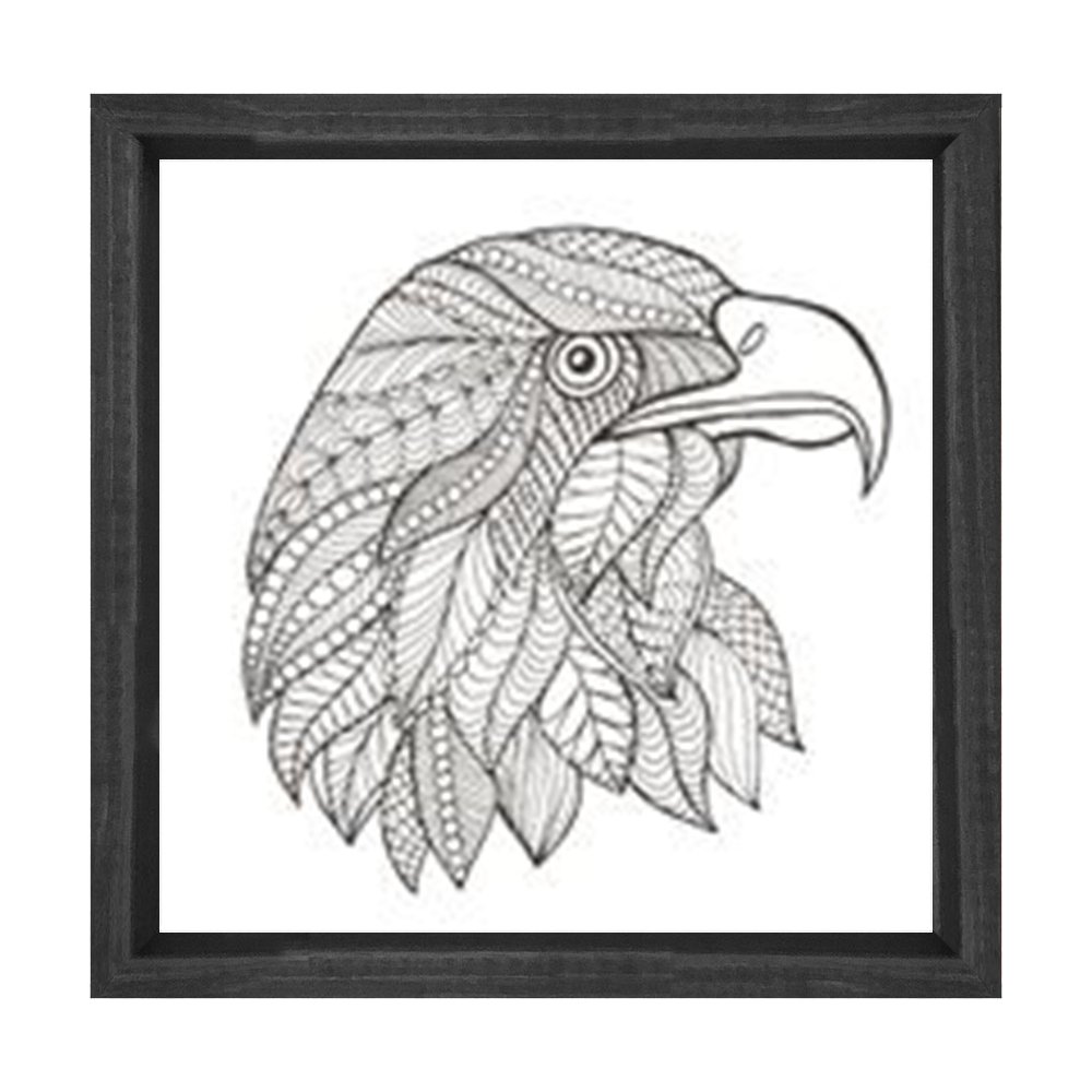 Mandala Kartal Tablosu Siyah Ahşap Çerçeve - 100x100