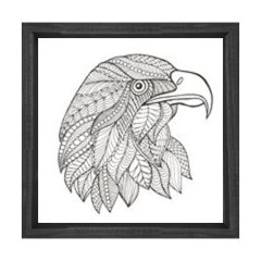 Mandala Kartal Tablosu Siyah Ahşap Çerçeve - 100x100