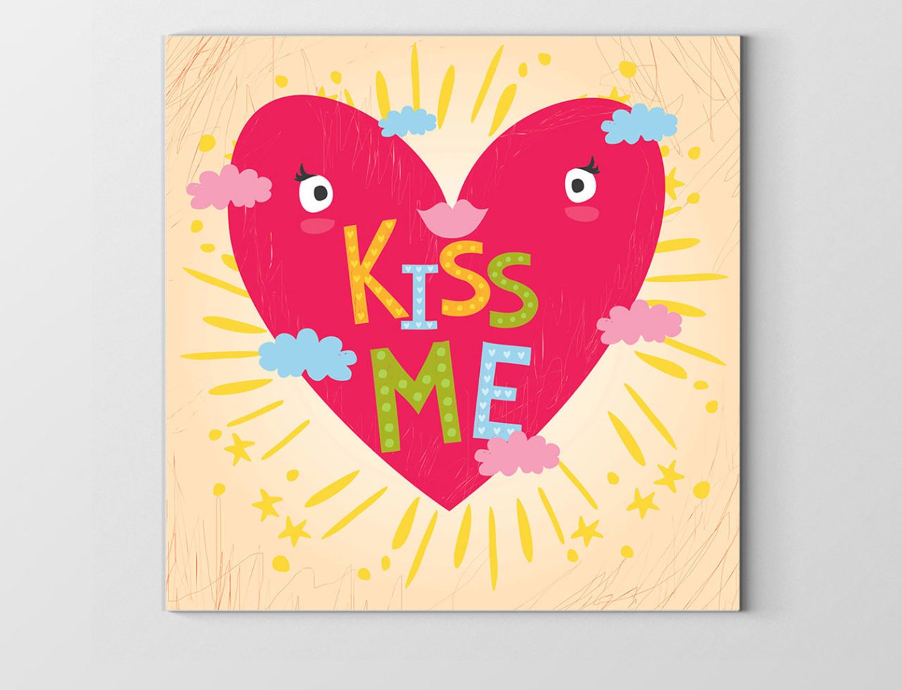 Kiss Me Tablosu Çerçevesiz - 90x90