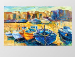 Yağlı Boya Kayıklar Tablosu Çerçevesiz - 100x150