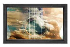 Gitar Ve Özgürlük Tablosu Siyah Ahşap Çerçeve - 70x100
