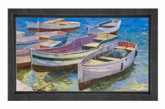 Kayıklar Reprödiksiyon Tablosu Siyah Ahşap Çerçeve - 45x30