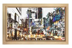 Vektörel Şehir Design Tablosu Naturel Ahşap Çerçeve - 40x60