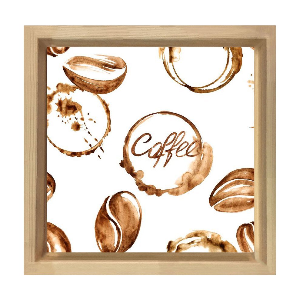 Soyut Kahve Çekirdekleri  Tablosu Naturel Ahşap Çerçeve - 70x70