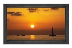 Güneş Batımı Ve Deniz Tablosu Siyah Ahşap Çerçeve - 50x70