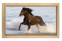 Suda Koşan Atlar Tablosu Naturel Ahşap Çerçeve - 45x30