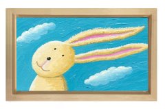 Tavşan Tablosu Naturel Ahşap Çerçeve - 50x70