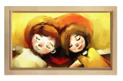 Çoçukluk Aşkı Tablosu Naturel Ahşap Çerçeve - 100x150
