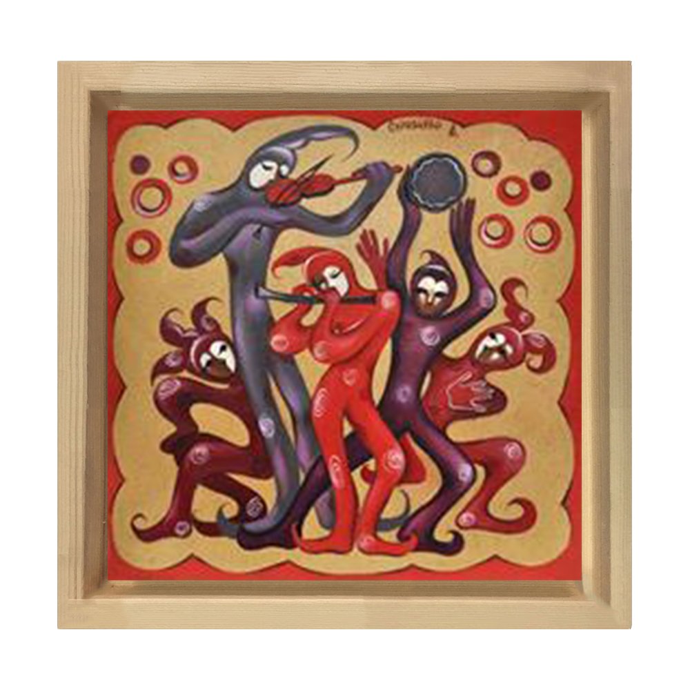 Çalgıcı Şarlatanlar Tablosu Naturel Ahşap Çerçeve - 70x70