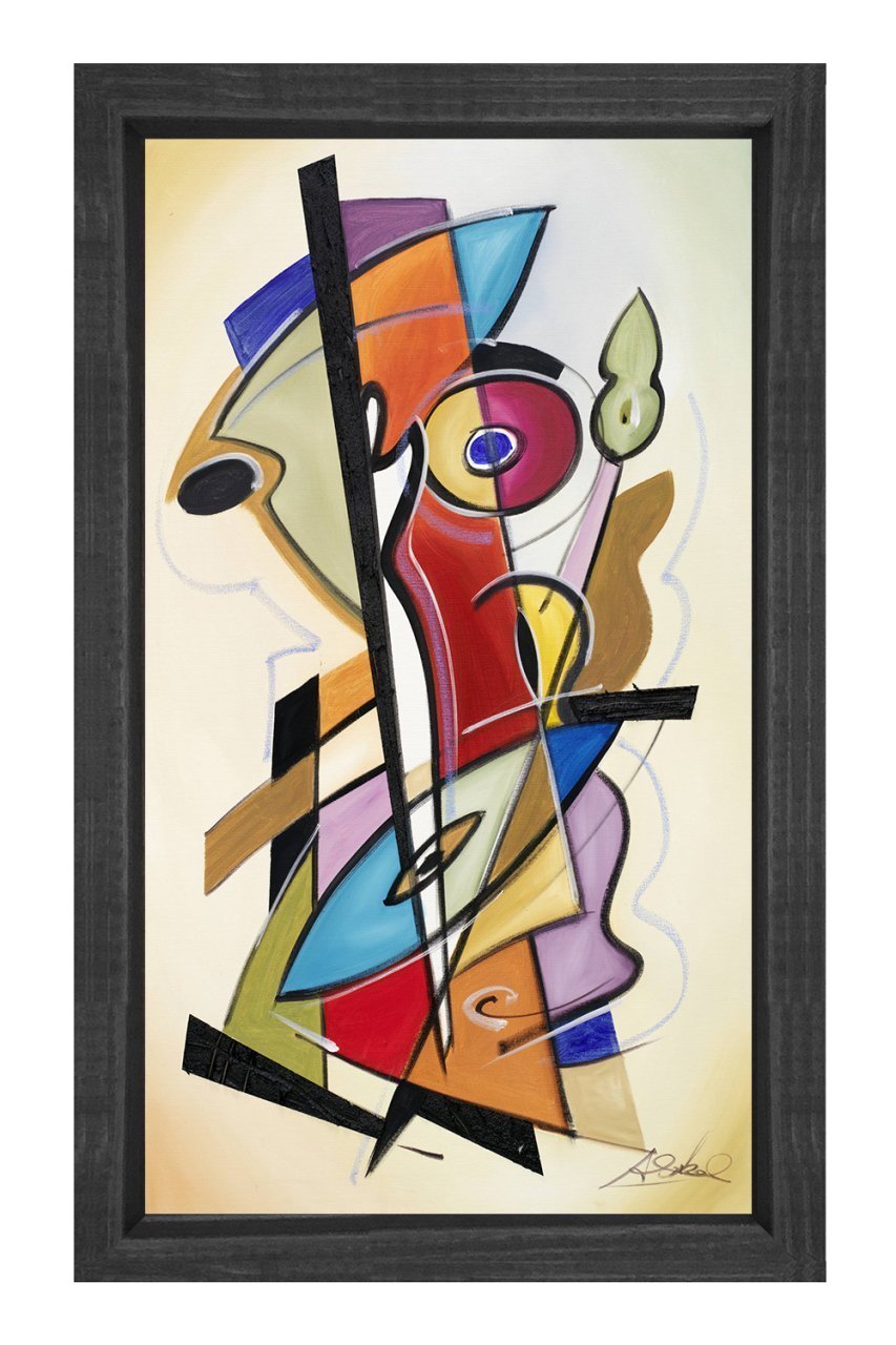 Soyut Tablo Tablosu Siyah Ahşap Çerçeve - 100x200