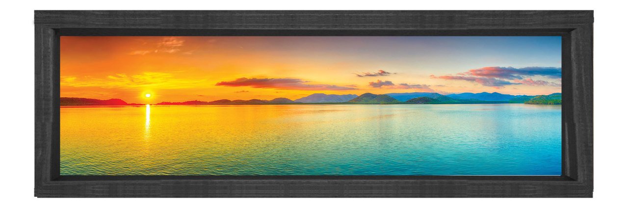 Gün Batımı Su Manzarası Tablosu Siyah Ahşap Çerçeve - 200x70