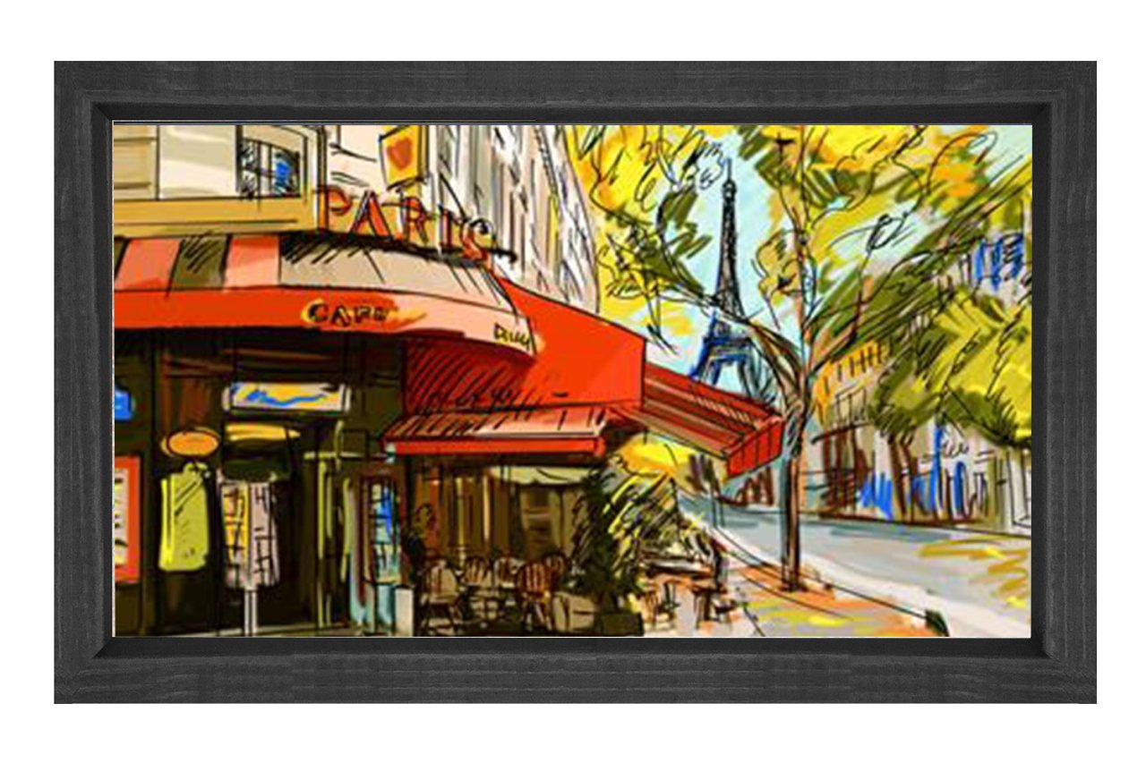 Eiffel Kulesi Vektörel Tablosu Siyah Ahşap Çerçeve - 40x60