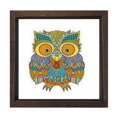 Baykuş Tablosu Kahverengi Ahşap Çerçeve - 30x30