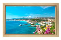Evler ve Deniz Manzarası Tablosu Naturel Ahşap Çerçeve - 100x200