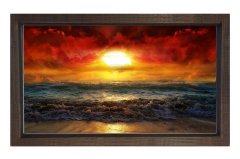 Güneşin Batımı Ve Deniz Tablosu Kahverengi Ahşap Çerçeve - 100x200