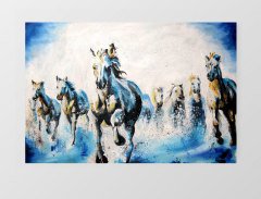 Beyaz Atlar Tablosu Çerçevesiz - 50x90