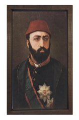 Sultan Abdülaziz Tablosu Kahverengi Ahşap Çerçeve - 45x30