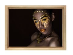 Sİyah Beyaz Kırmızı Gül Tablosu Naturel Ahşap Çerçeve - 40x60