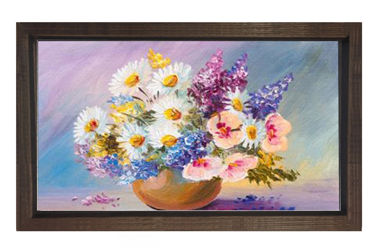 Vazoda Çiçek Natürmort Tablosu Kahverengi Ahşap - 45x30