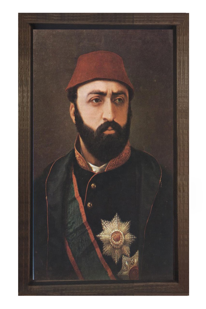 Sultan Abdülaziz Tablosu Kahverengi Ahşap Çerçeve - 50x90