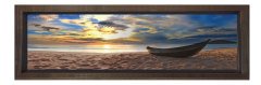 Kumsal Ve Kayık Tablosu Kahverengi Ahşap Çerçeve - 120x40