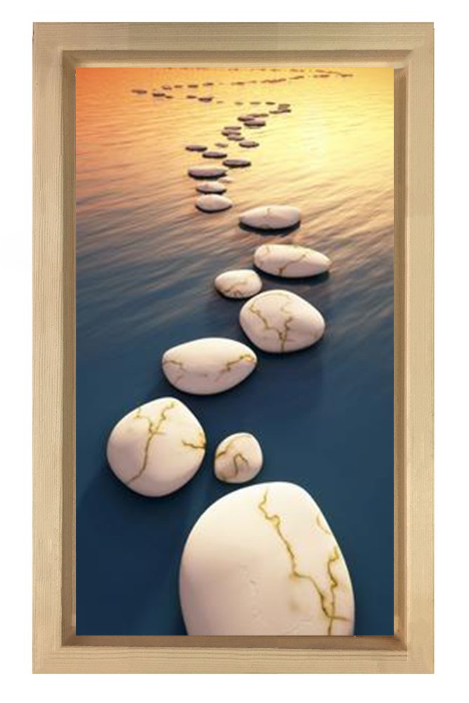 Taşlı Yol Manzara tablosu Naturel Ahşap Çerçeve - 40x60