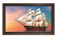 Yelkenli Gemi Tablosu Tablosu Kahverengi Ahşap Çerçeve - 50x70