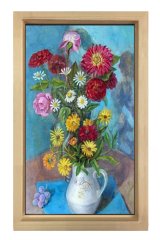 Çiçekler Tablosu Naturel Ahşap - 45x30