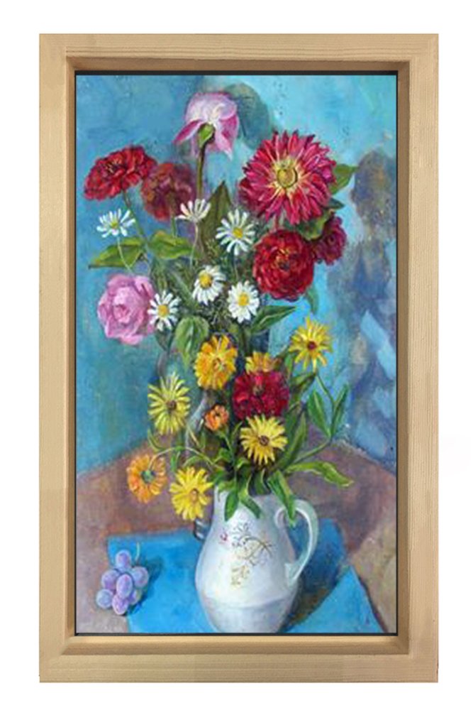 Çiçekler Tablosu Naturel Ahşap - 50x70