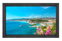 Evler ve Deniz Manzarası Tablosu Siyah Ahşap Çerçeve - 50x90