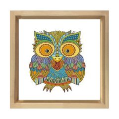 Baykuş Tablosu Naturel Ahşap Çerçeve - 60x60