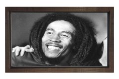 Bob Marley Siyah Beyaz Tablosu Kahverengi Ahşap Çerçeve - 40x60