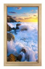 Dalgalı Deniz Ve Taşlar Tablosu Naturel Ahşap - 100x200