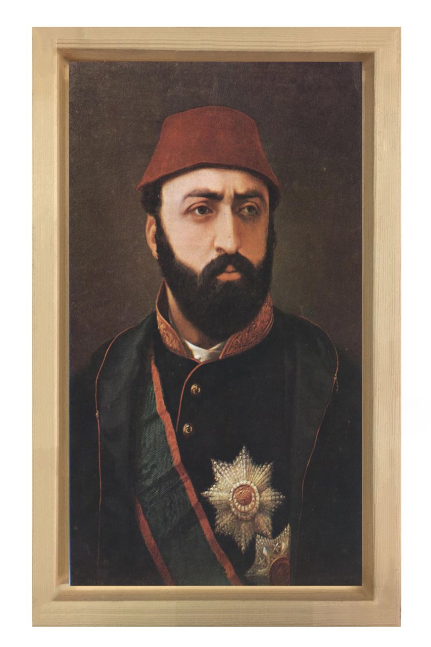 Sultan Abdülaziz Tablosu Naturel Ahşap Çerçeve - 50x70