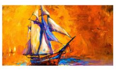 Gemi Yağlıboya Reprödiksiyon Tablosu Çerçevesiz - 100x150