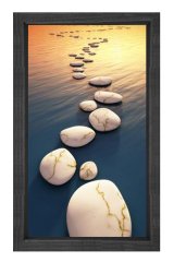 Taşlı Yol Manzara tablosu Siyah Ahşap Çerçeve - 40x60