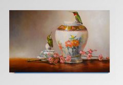 Çiçekler ve Vazo Tablosu Çerçevesiz - 100x150