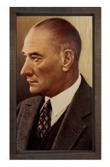 Atatürk Tablosu Kahverengi Ahşap - 50x90
