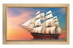 Yelkenli Gemi Tablosu Tablosu Naturel Ahşap Çerçeve - 45x30