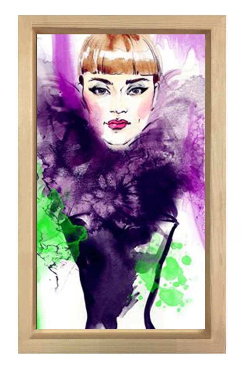 Kadın Yüzü Tablosu Naturel Ahşap Çerçeve - 100x200