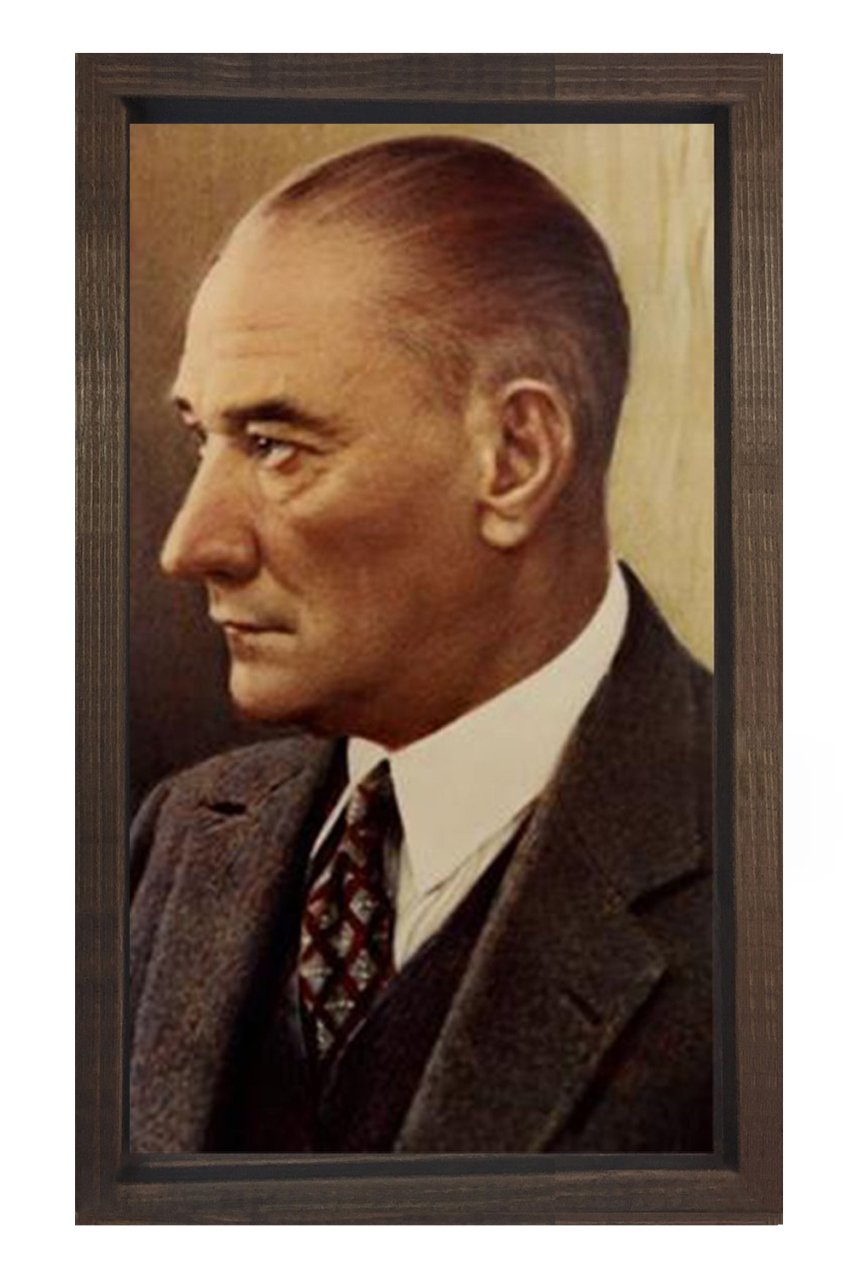Atatürk Tablosu Kahverengi Ahşap - 70x100