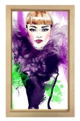 Kadın Yüzü Tablosu Naturel Ahşap Çerçeve - 40x60