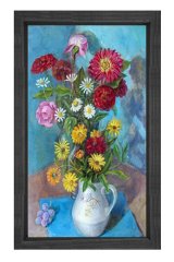Çiçekler Tablosu Siyah Ahşap - 45x30