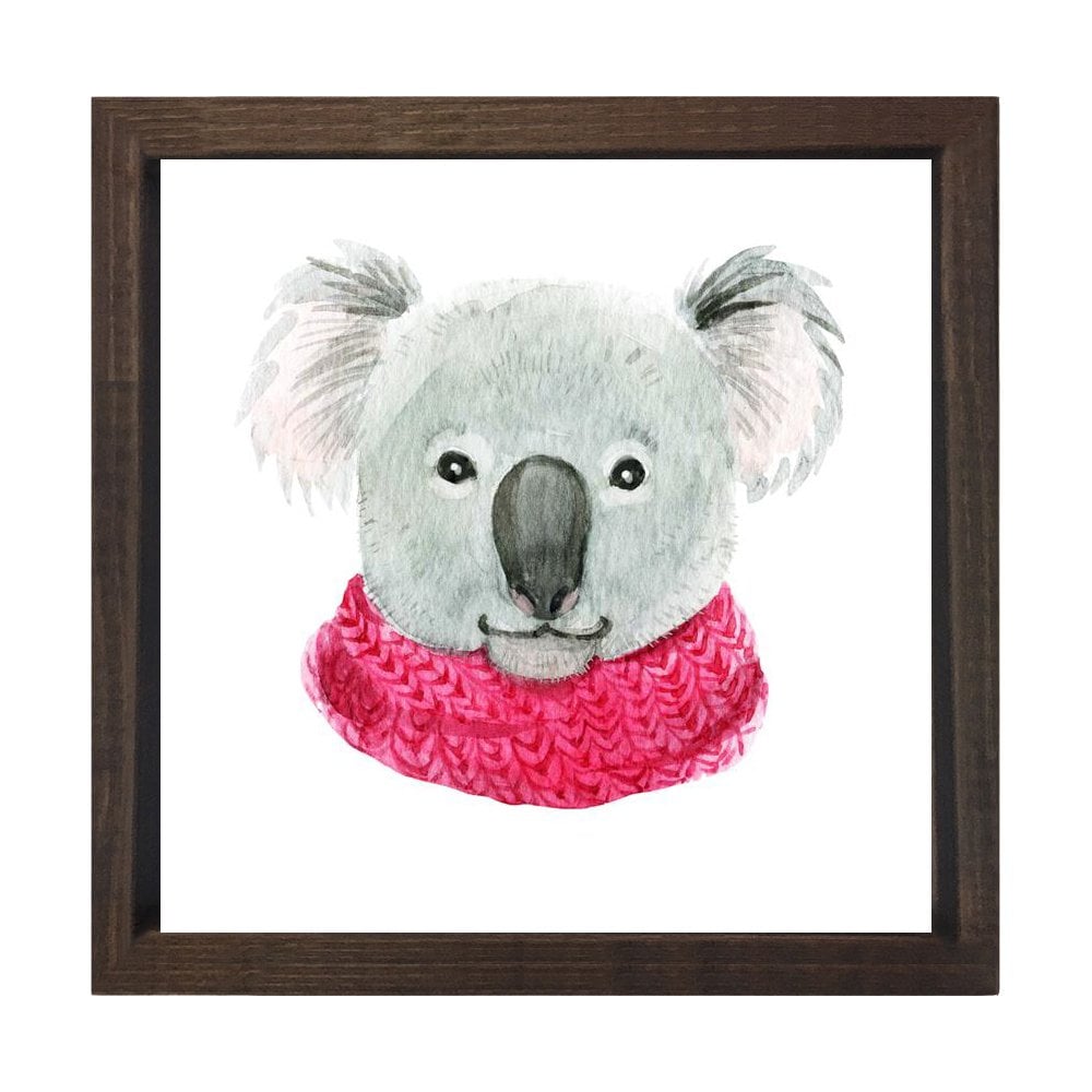 Sevimli Koala Tablosu Kahverengi Ahşap Çerçeve - 40x40