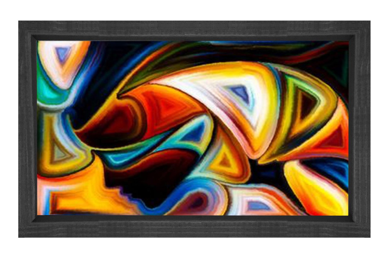 Soyut Reprodüksiyon Tablosu Siyah Ahşap - 50x90