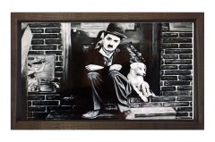 Charlie Chaplin Tablosu Kahverengi Ahşap Çerçeve - 70x100