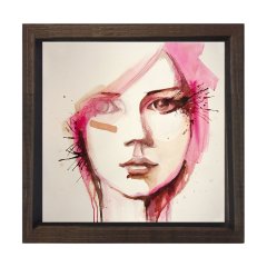 Kadın Yüzü Tablosu Kahverengi Ahşap Çerçeve - 60x60