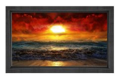 Güneşin Batımı Ve Deniz Tablosu Siyah Ahşap Çerçeve - 50x90